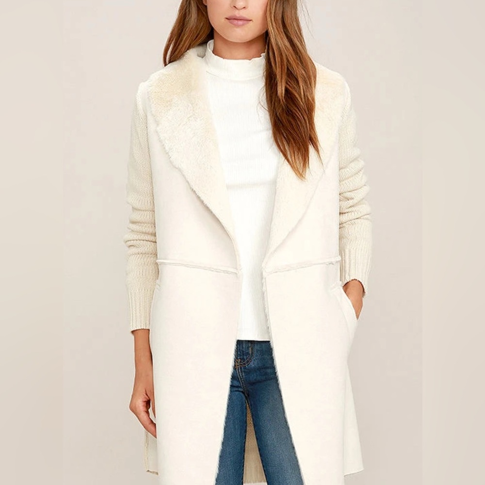 LOVESTITCH Knit and Faux Suede Cardigan Jacket